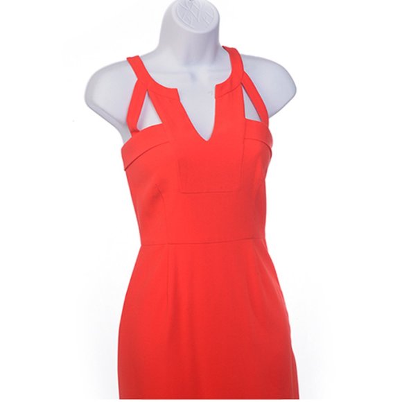 BCBGMAXAZRIA Cocktail Orange, Tangerine Sheath With Cut-out Bodice Sz 4 NWOT - Picture 4 of 9